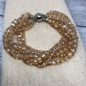 Multi layer dazzling crystal magnetic clasp bracelet statement